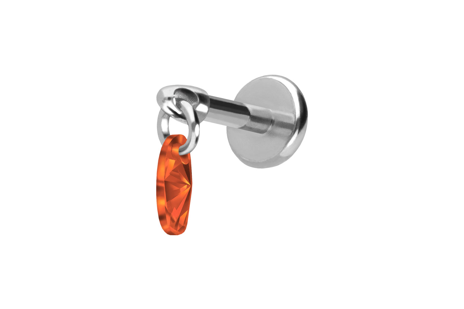 Titan Labret Piercing mit Push Fit KRISTALLOVAL